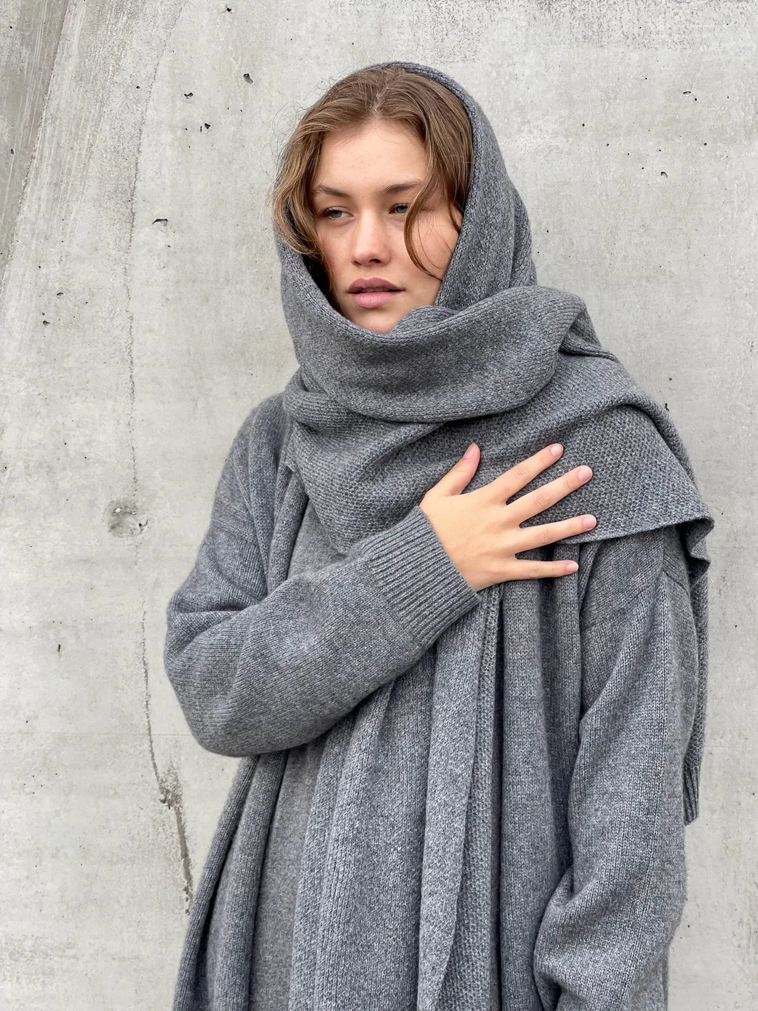 Melange Grey Cashmere Scarf