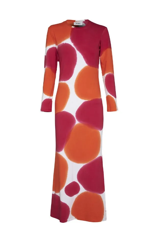 Melissa Long Dress with sleeves Orange/Hot Pink