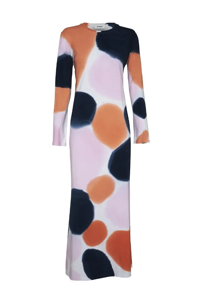 Melissa Long Dress with sleeves Orange/Navy/Pink