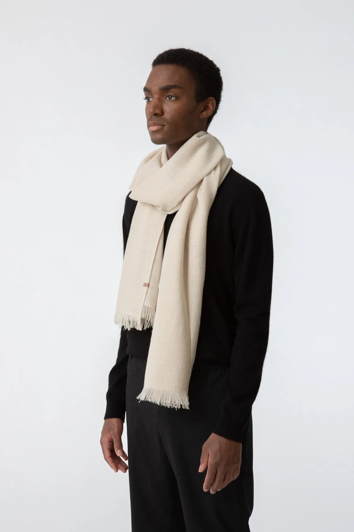 Merino Woven Scarf in Almond