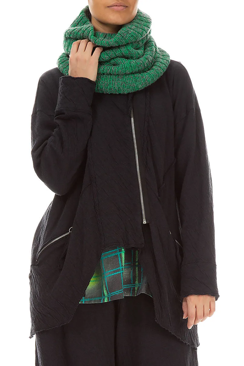 Mélange Green Wool Infinity Scarf