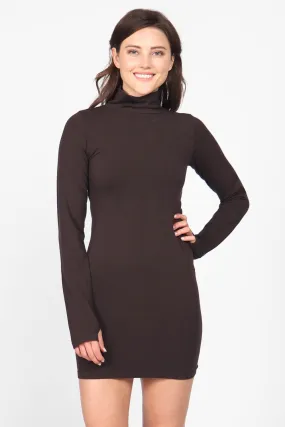 Mock Neck Dress with Thumb Holes