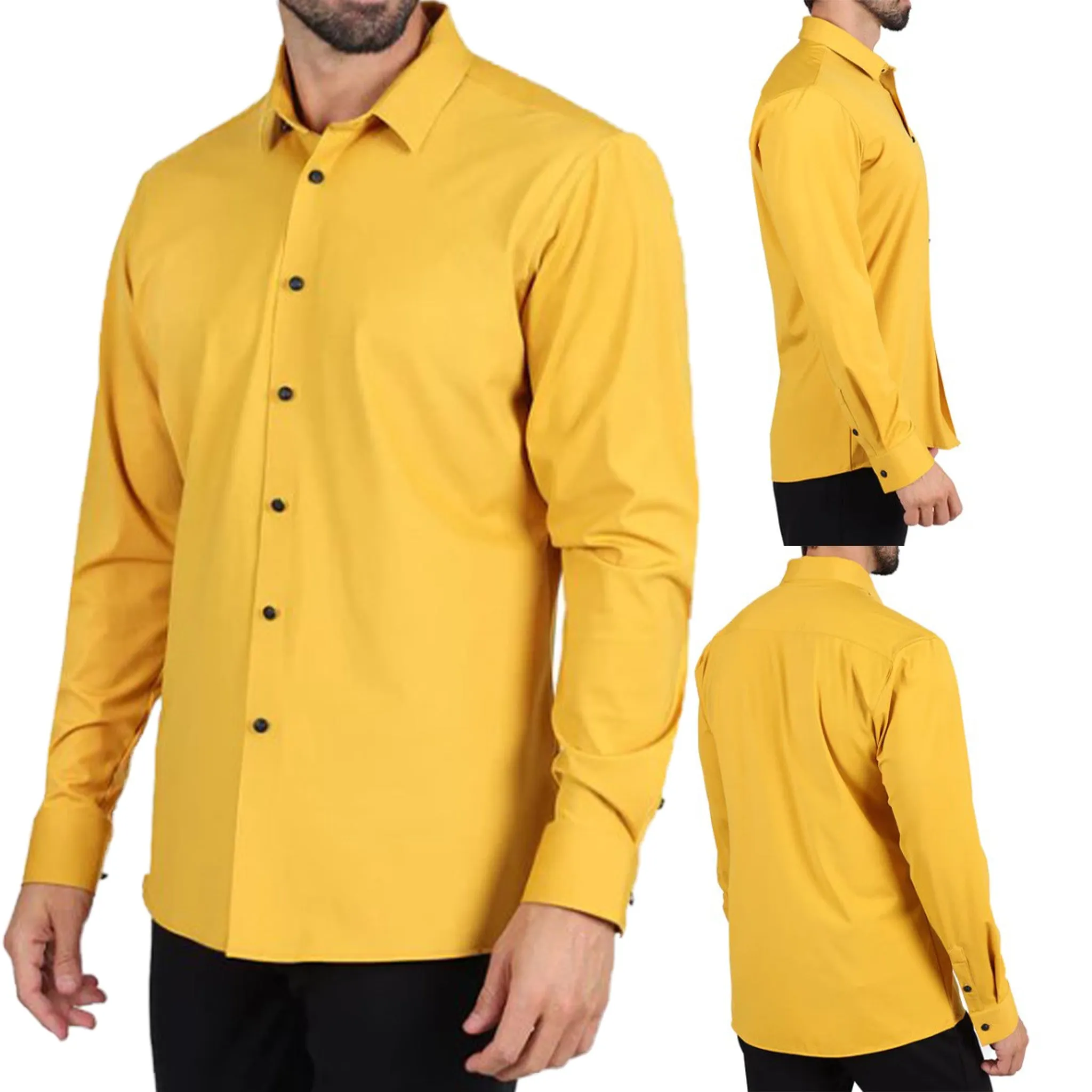 Mustard Slim Stretch Fashion Shirt