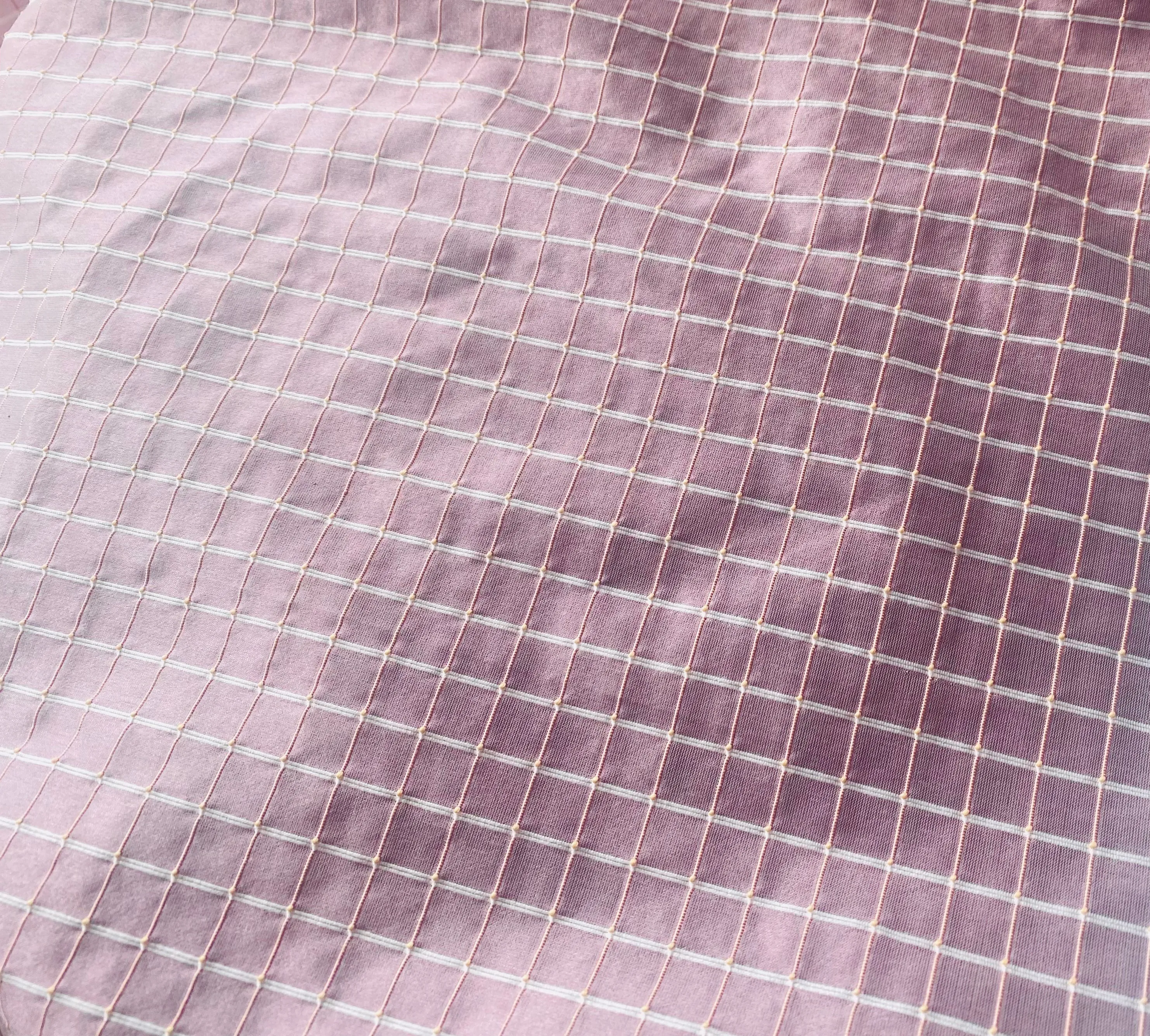 NEW Duchess Janna 100% Silk Taffeta Fabric- Pink with Embroidered Squares