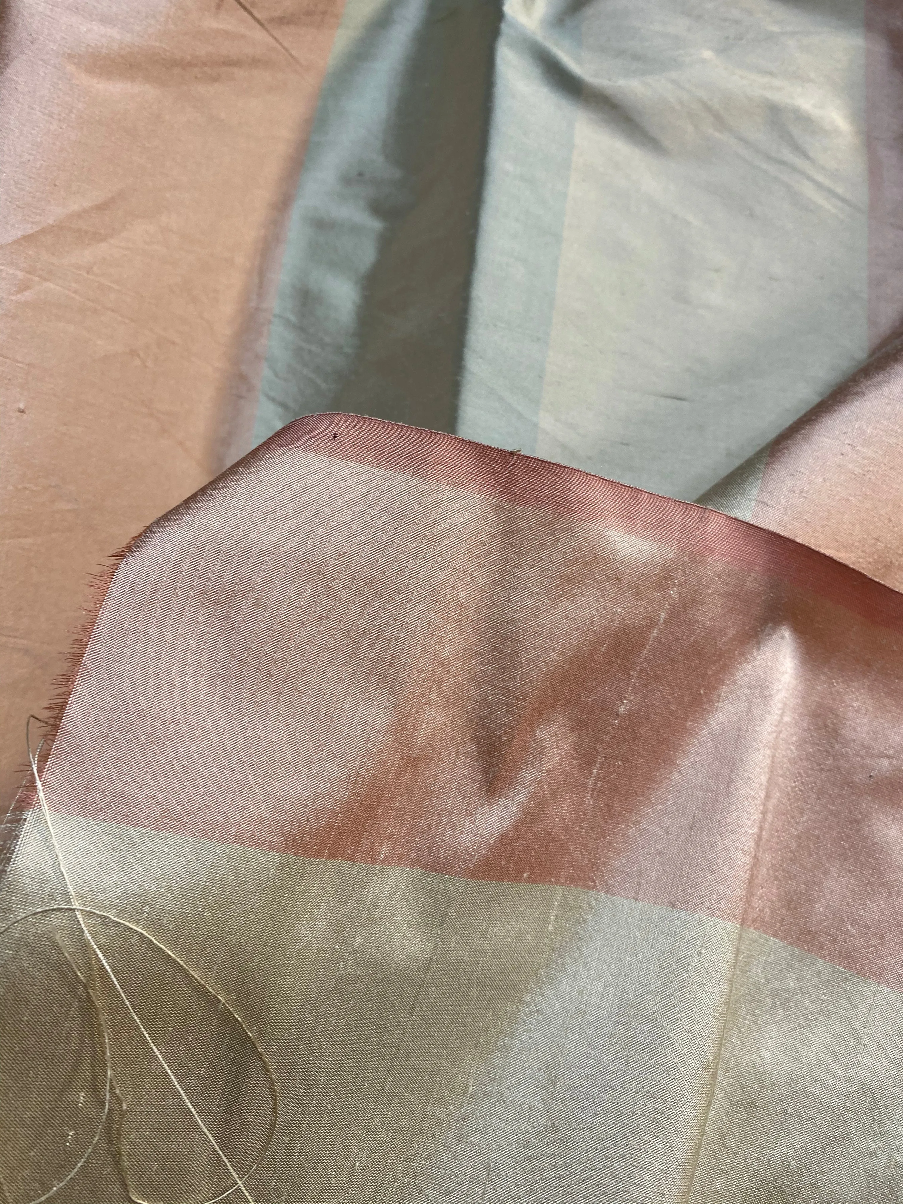 NEW Lady Ann 100% Silk Dupioni French Pastel Stripes Fabric in Icy Pink, Blue, and Champagne