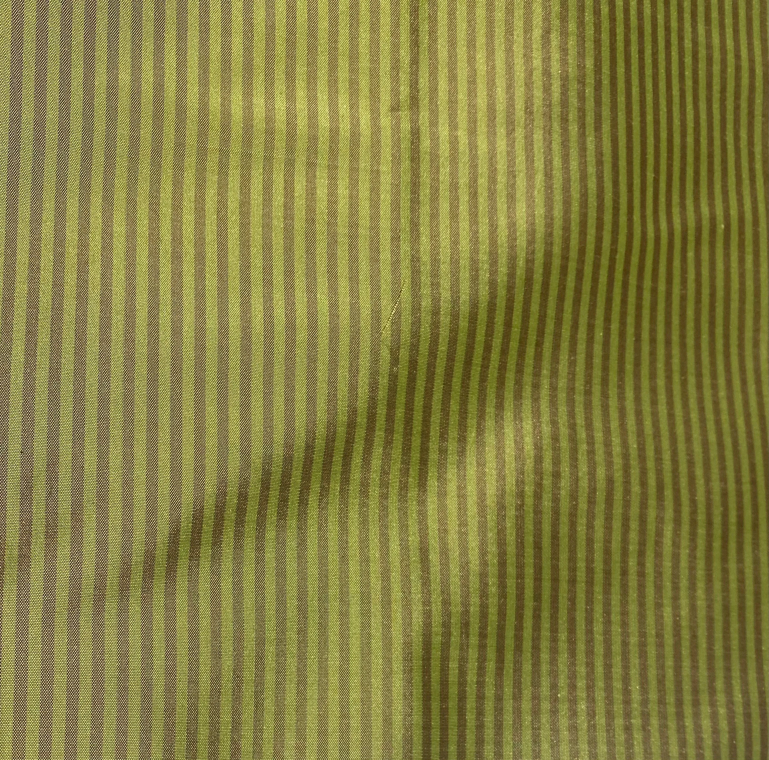 NEW Lady Bernadette 100% Silk Taffeta Fabric with Burgundy Red and Leaf Green Stripes SB_8_48