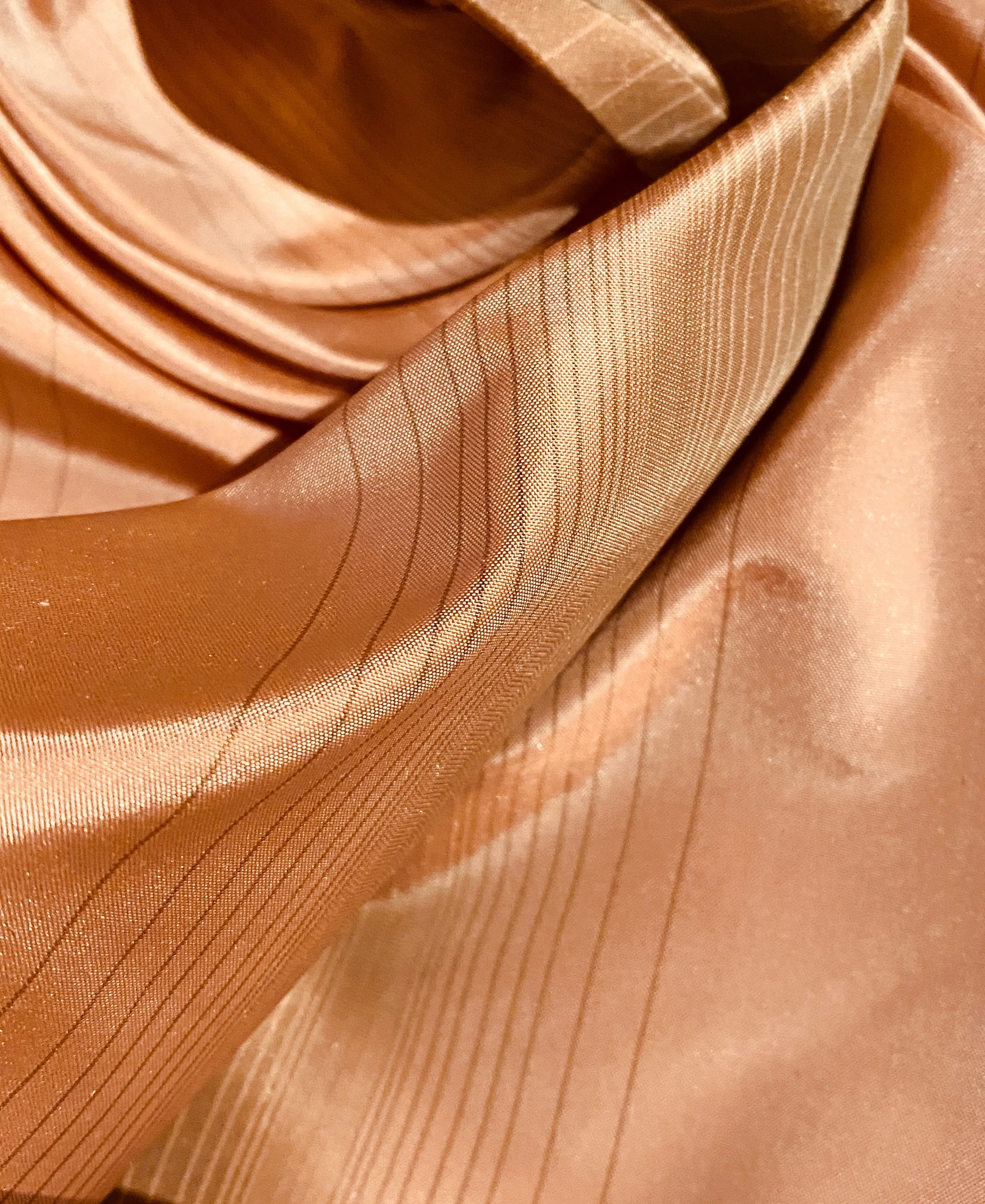 NEW Lady Eliza Salmon Peach Digital Stripes 100% Silk Taffeta Fabric