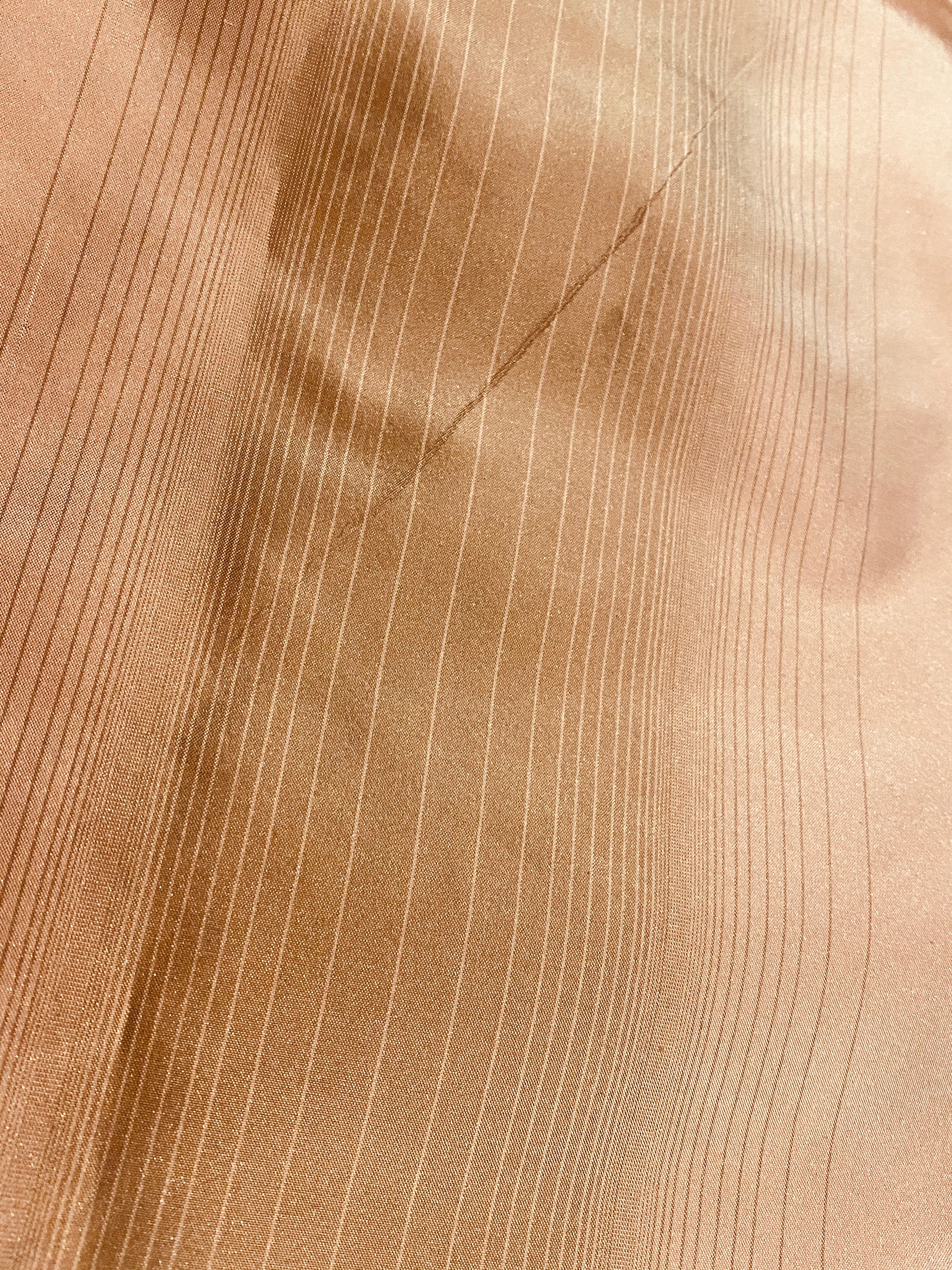 NEW Lady Eliza Salmon Peach Digital Stripes 100% Silk Taffeta Fabric