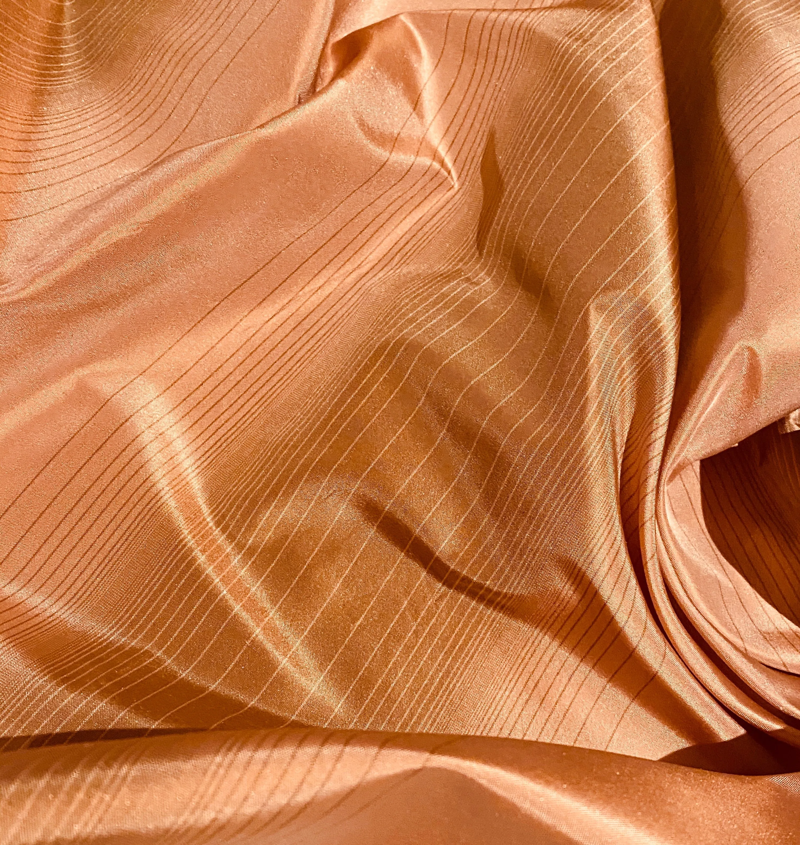 NEW Lady Eliza Salmon Peach Digital Stripes 100% Silk Taffeta Fabric