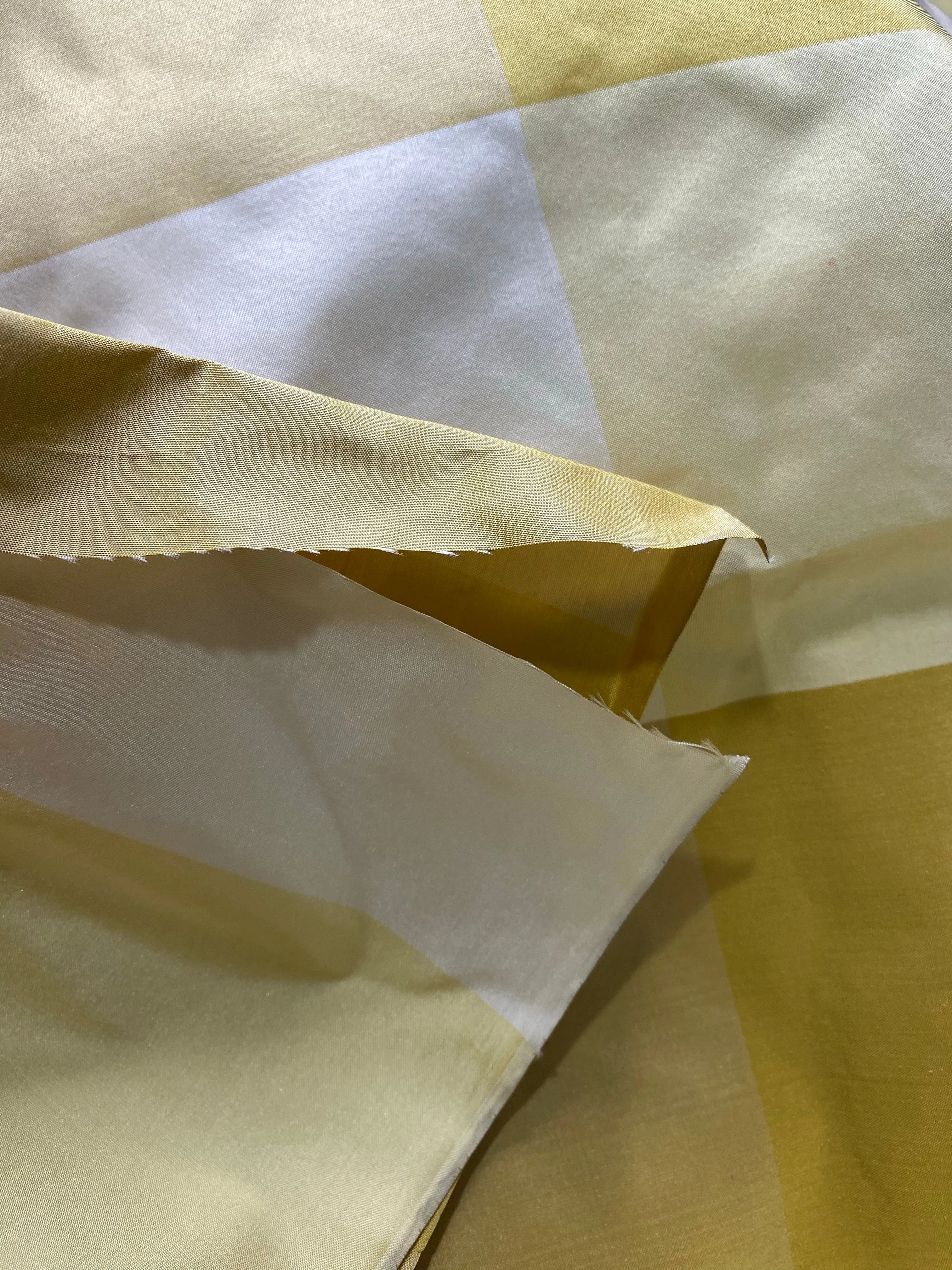 NEW Lady Emma Designer 100% Silk Taffeta Checkered Fabric- Yellow By The Yard