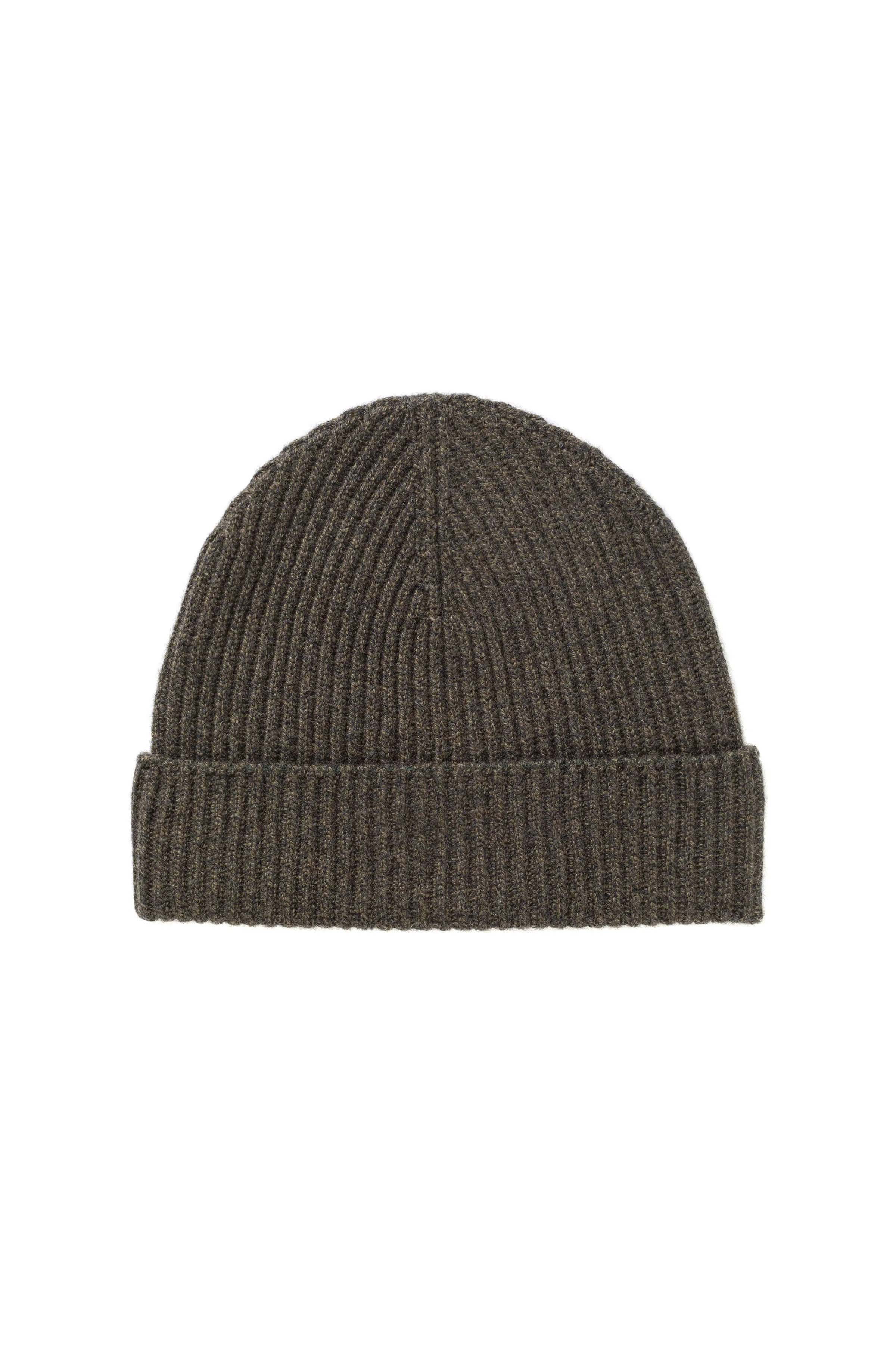 Olive Marl Ribbed Cashmere Beanie