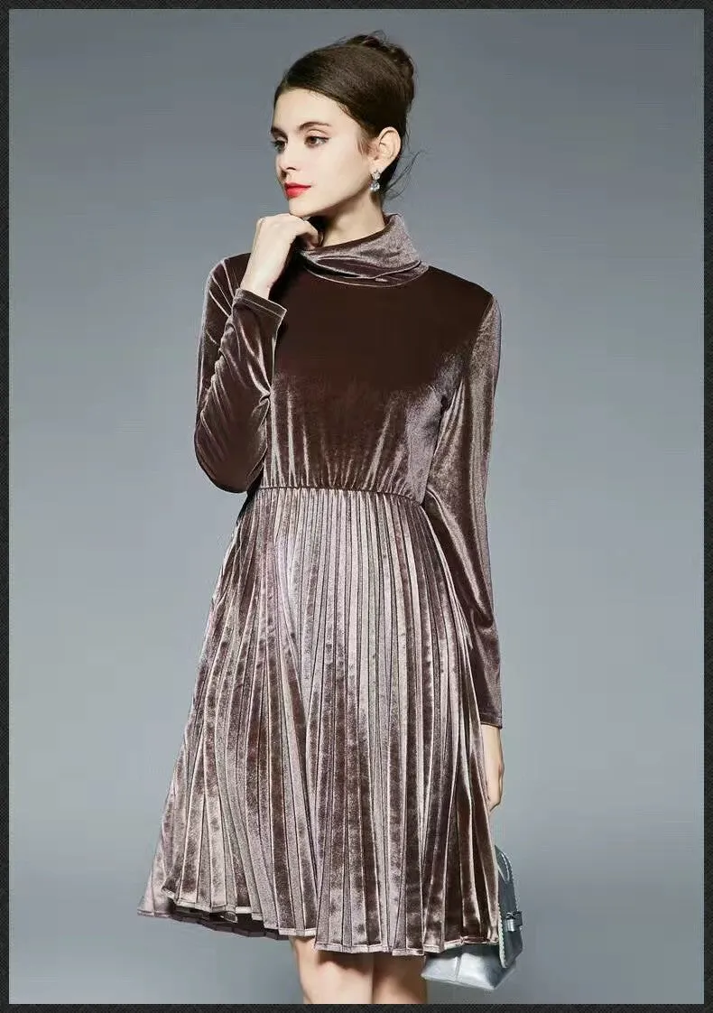 Pleated Velvet Dress