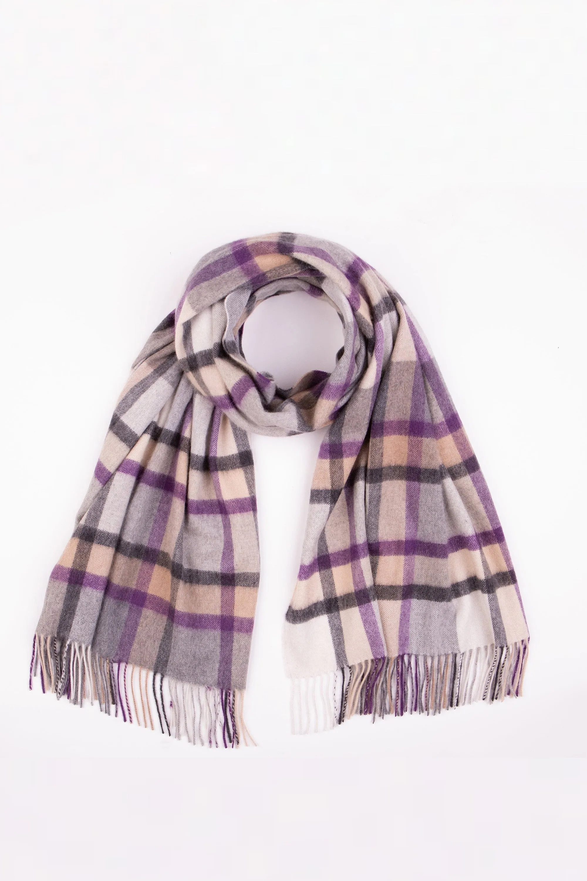 Princeton Check Cashmere Stole - Lavender