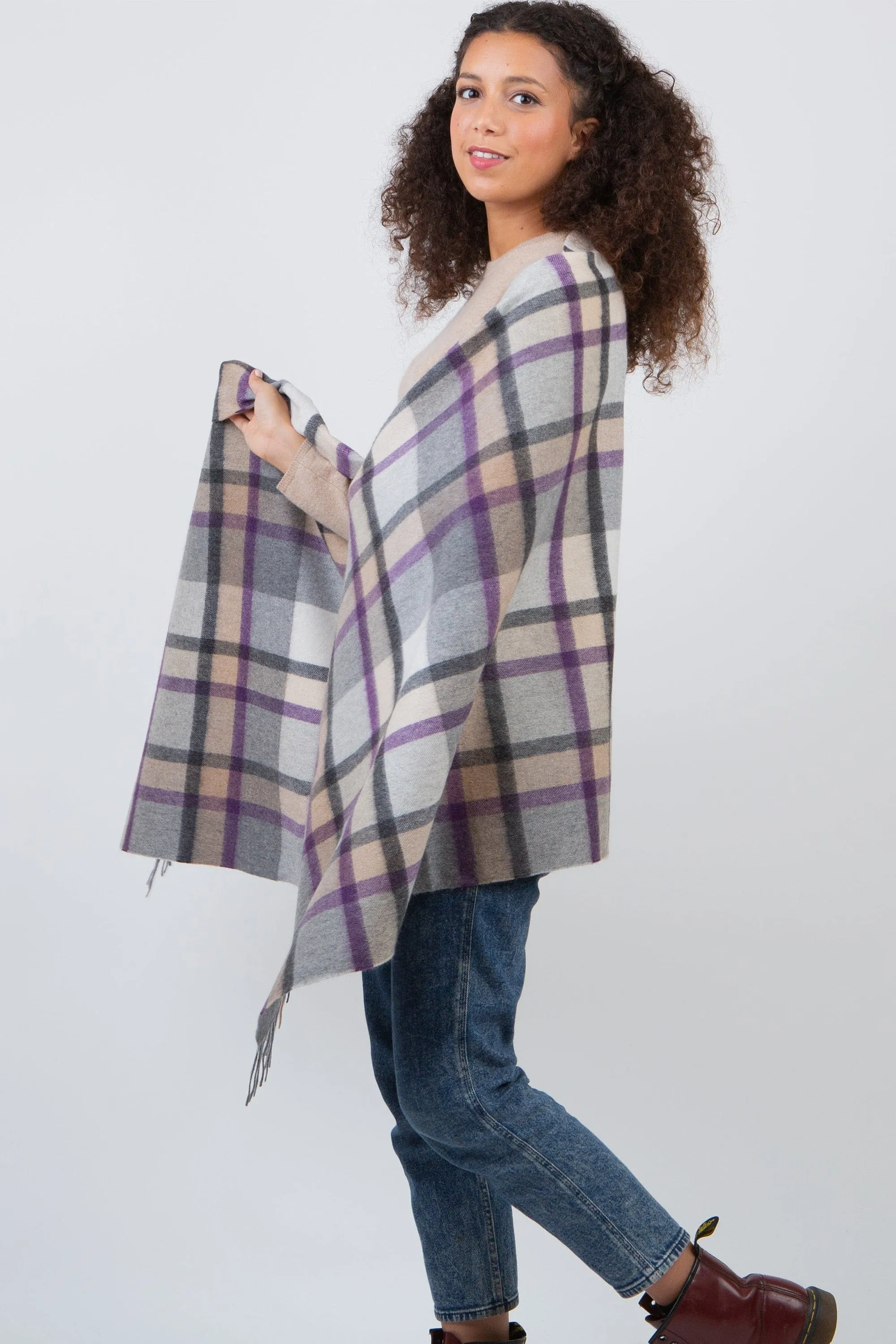 Princeton Check Cashmere Stole - Lavender