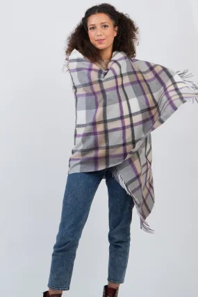 Princeton Check Cashmere Stole - Lavender