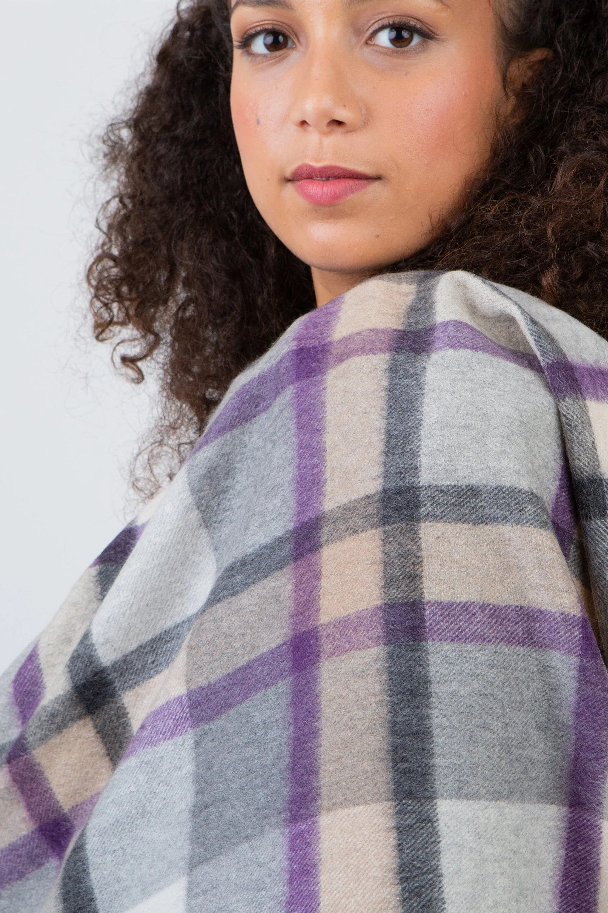 Princeton Check Cashmere Stole - Lavender