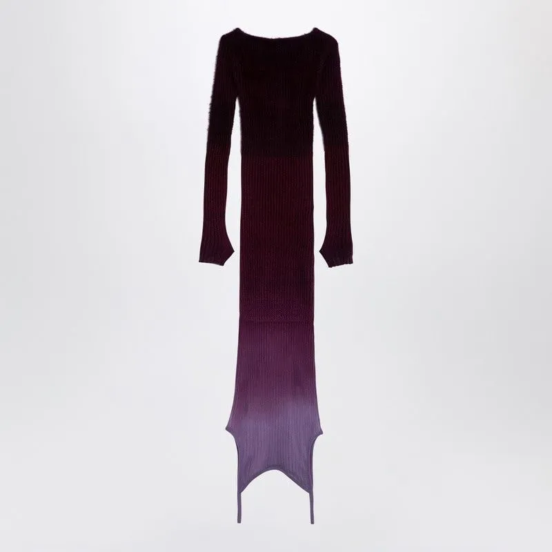 PURPLE/BURGUNDY RIB DRESS IN NYLON BLEND