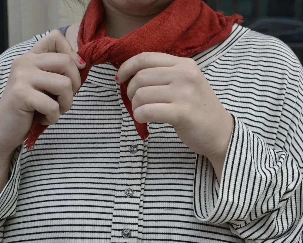 Raw Silk Bandana in Poppy Red