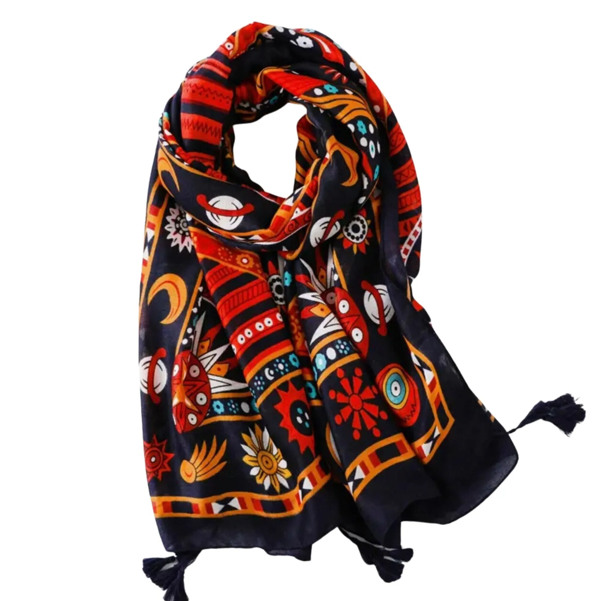 Red/Orange Scarf for Women,  Black and Orange scarf,  printed scarf, Birthday gift for her, Super soft scarf, Birthday gift for friend,