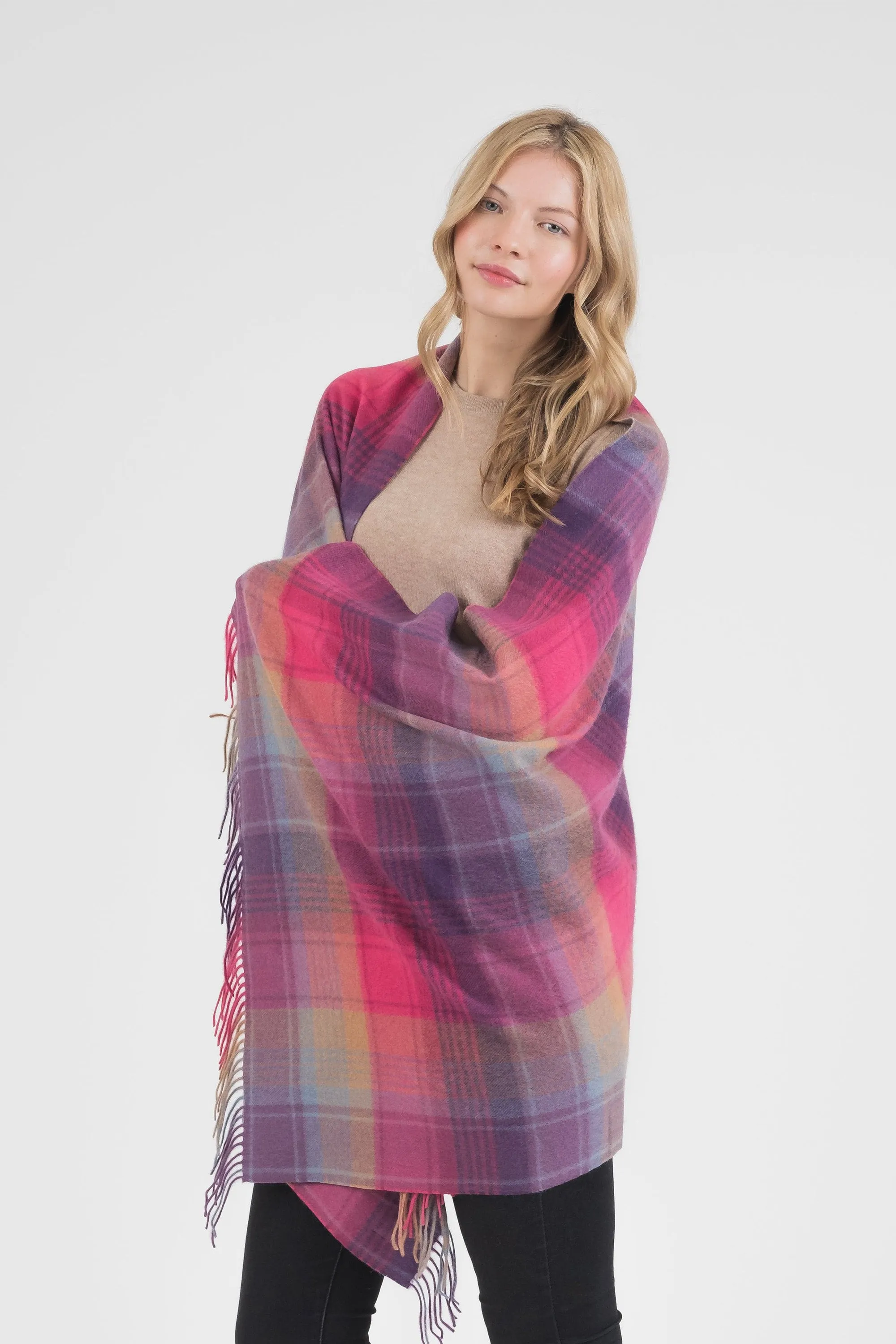 Repeat Edge Cashmere Stole - Pink