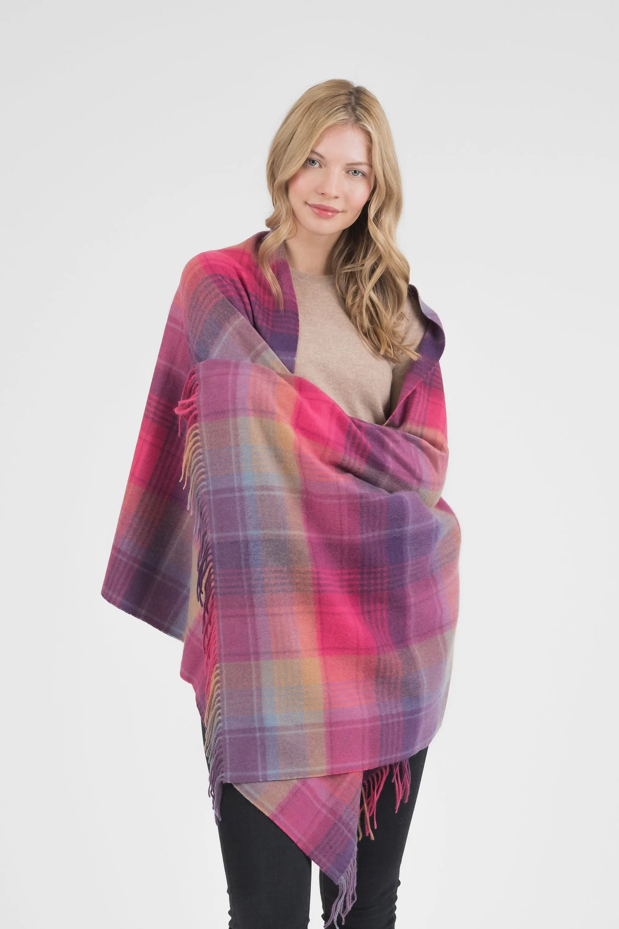 Repeat Edge Cashmere Stole - Pink