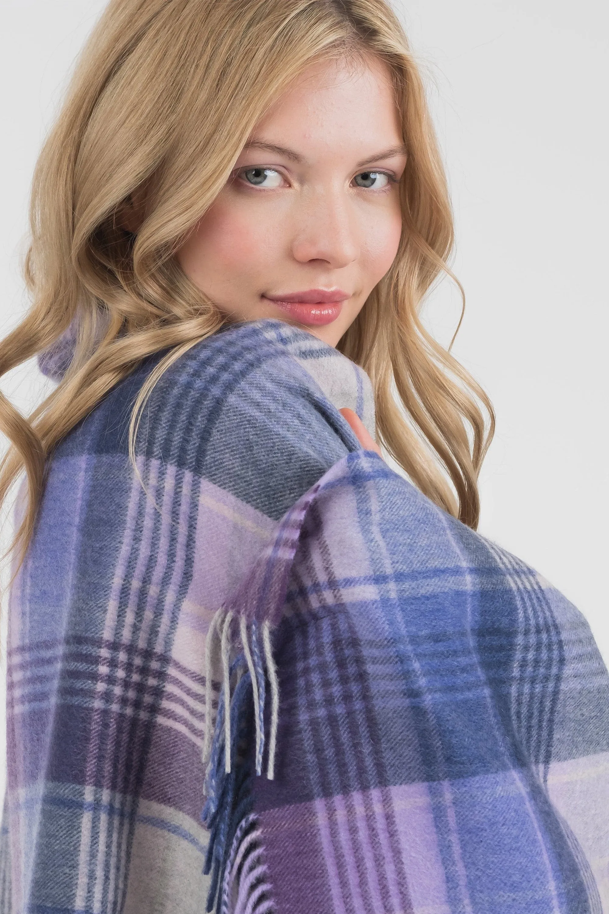 Repeat Edge Cashmere Stole - Purple