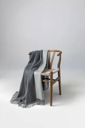 Reversible Mid Grey & Silver Cashmere Throw