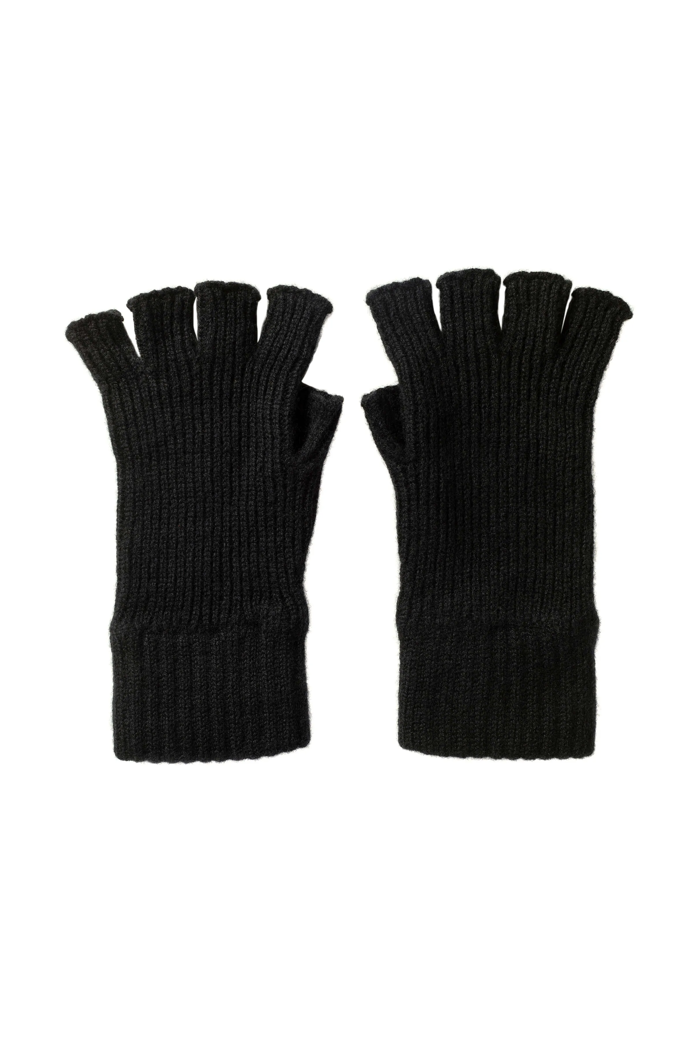 Ribbed Cashmere Fingerless Gloves