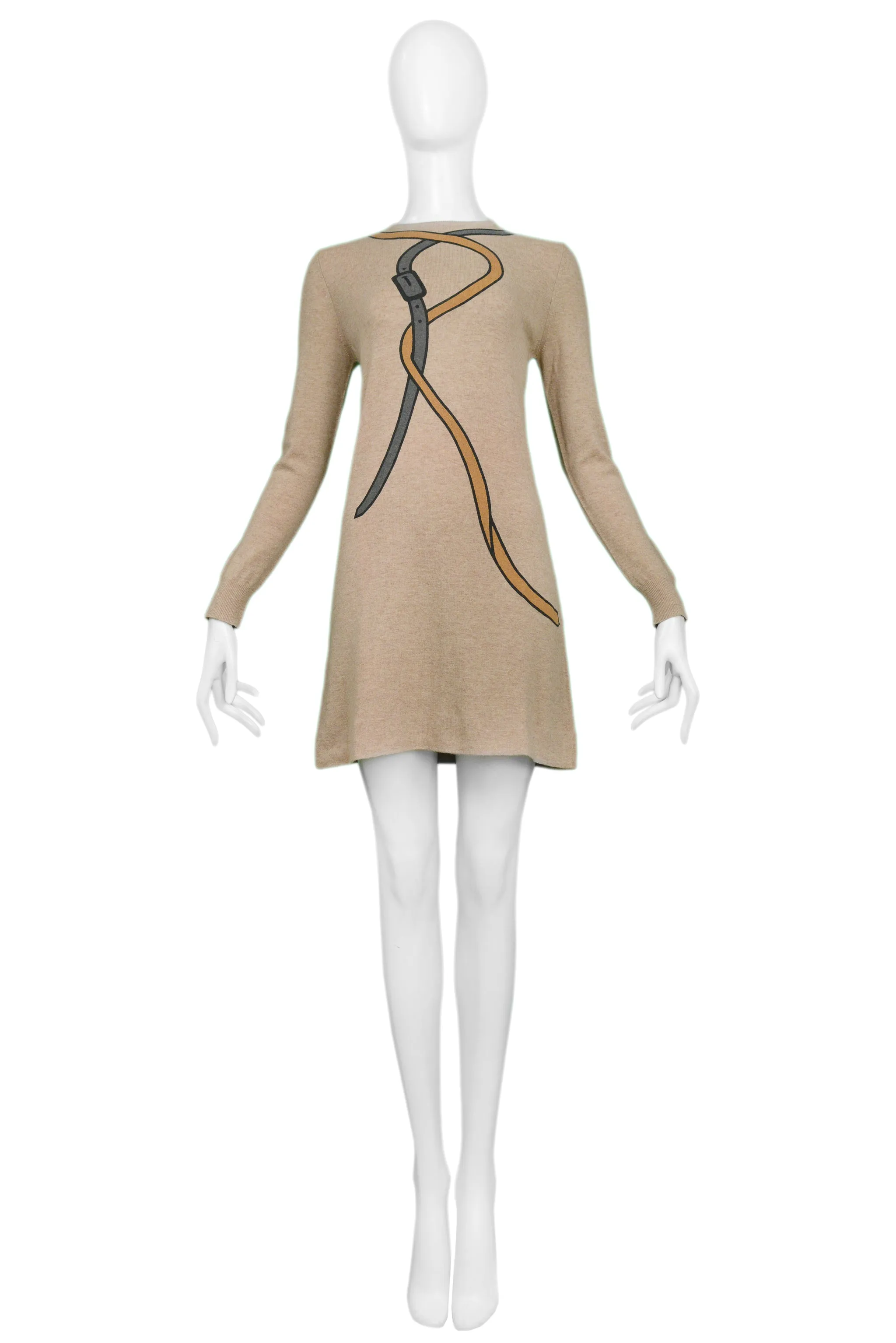 ROBERTA DI CAMERINO OATMEAL BROWN "R" MINI DRESS