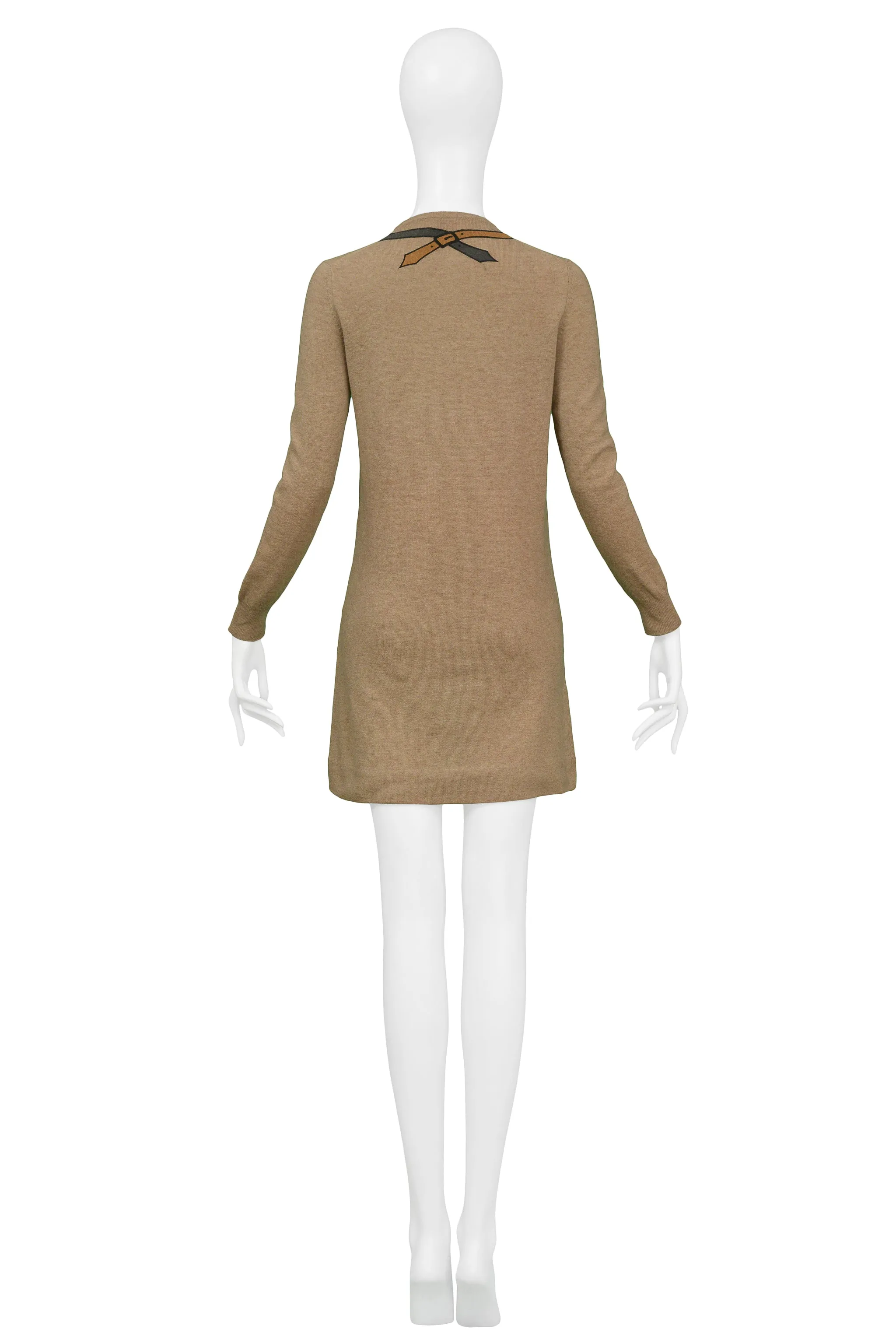 ROBERTA DI CAMERINO OATMEAL BROWN "R" MINI DRESS