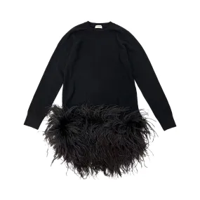 Saint Laurent Feather Hem Mini Dress