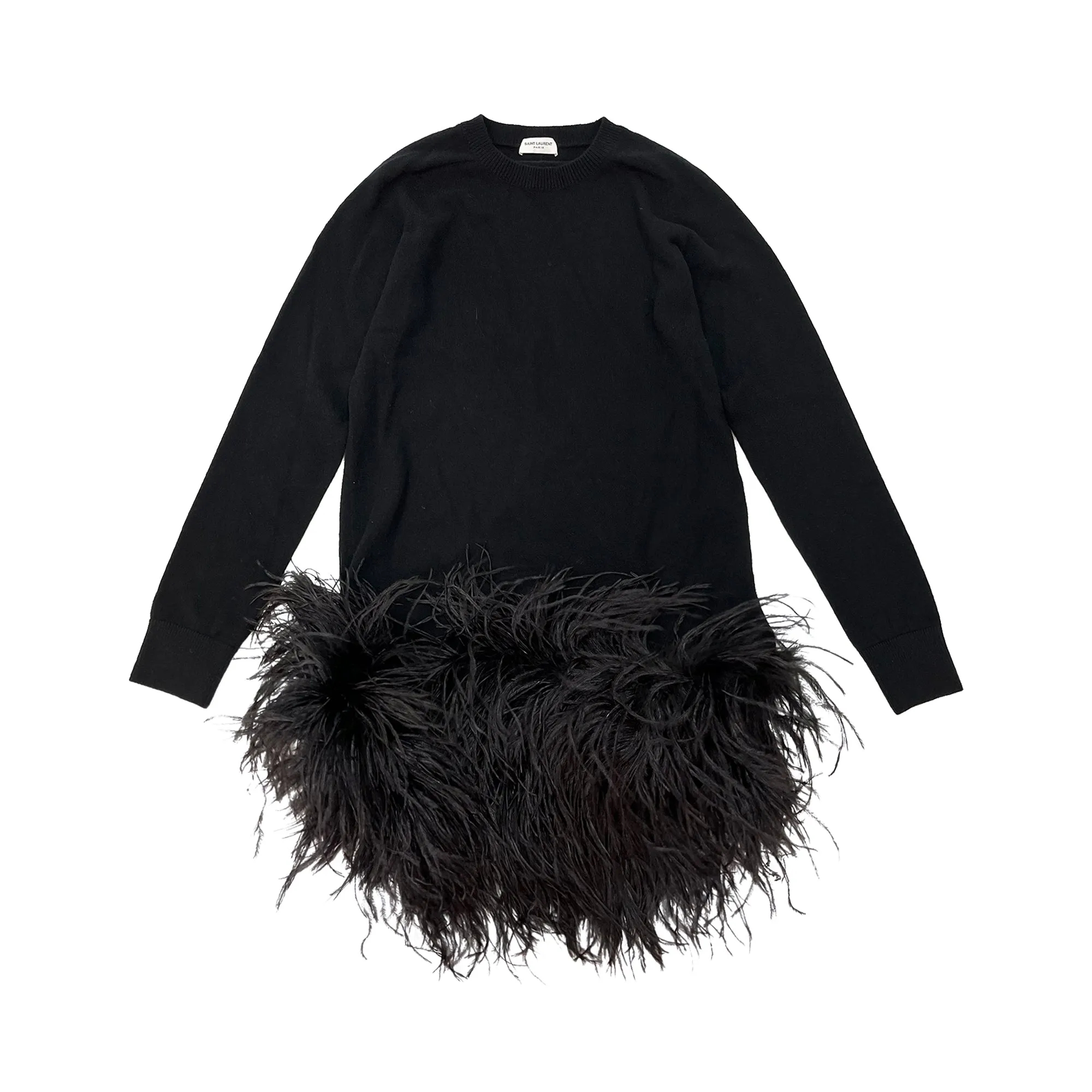 Saint Laurent Feather Hem Mini Dress