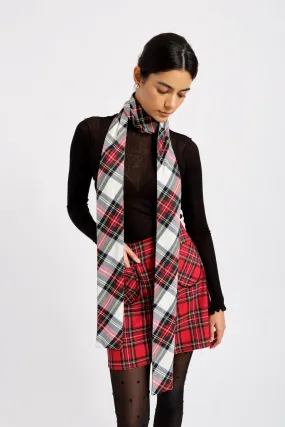 Sienna Long Scarf White Plaid