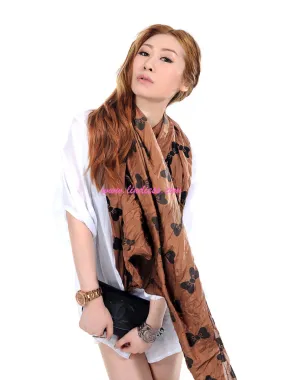 SILK BOWS SCARF - BROWN