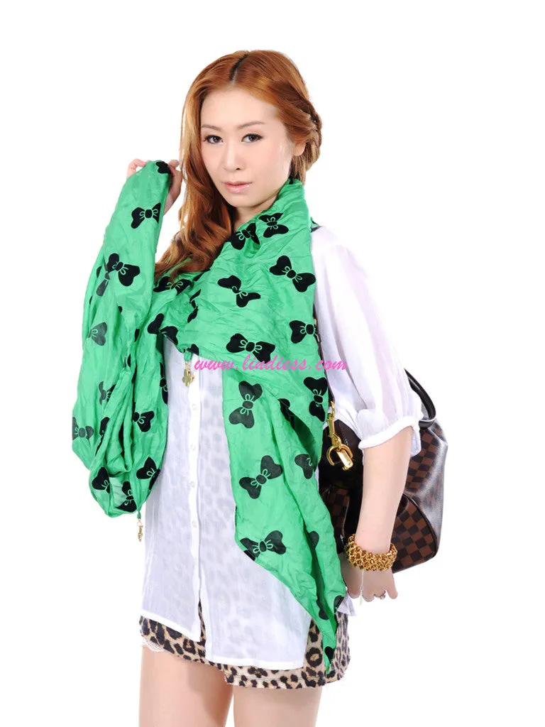 SILK BOWS SCARF - GREEN