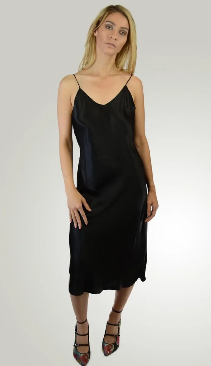 Silk Slip Dress - Black