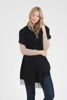 Solid Cashmere Stole - Black