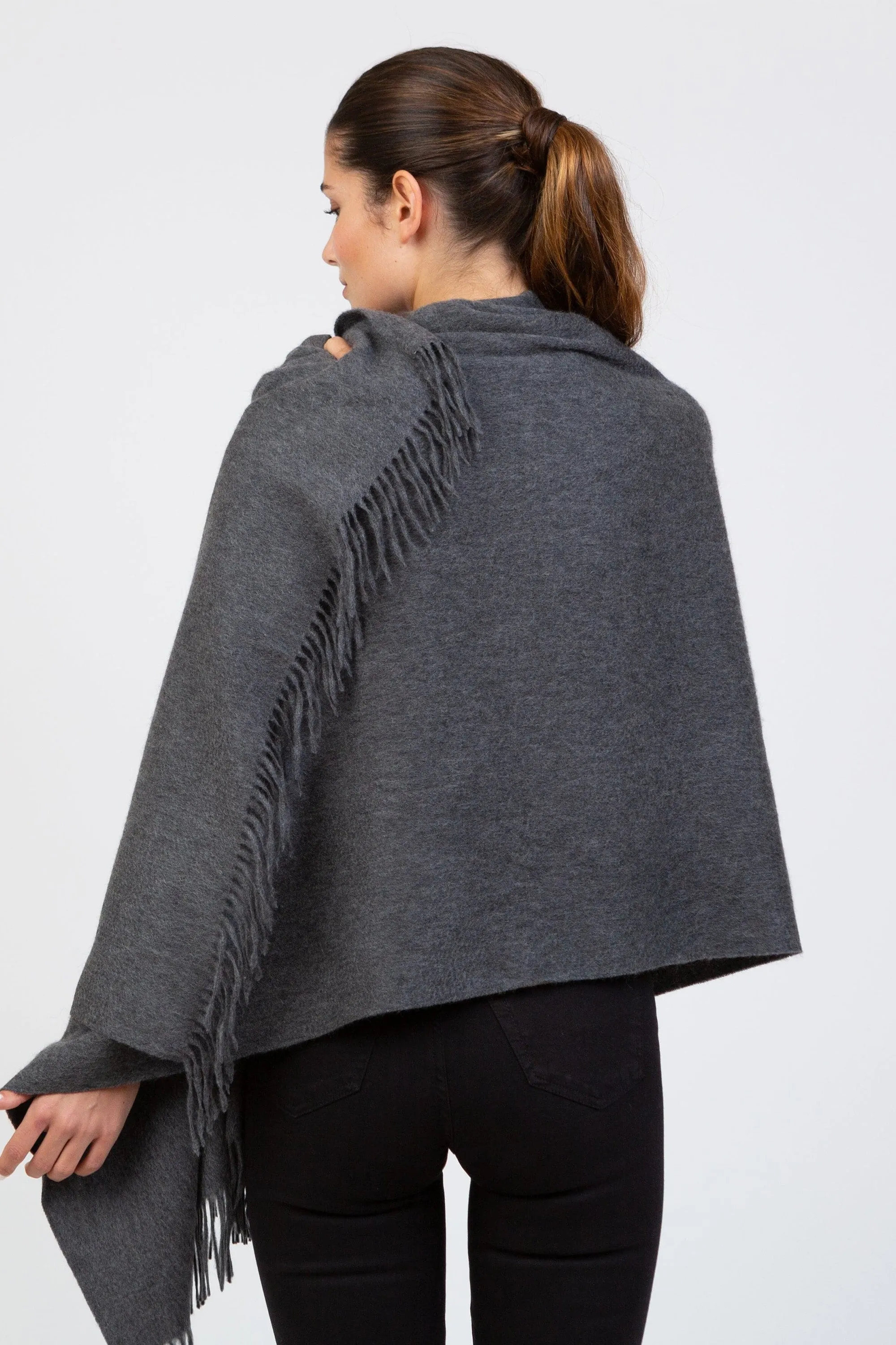 Solid Cashmere Stole - Steinway Grey