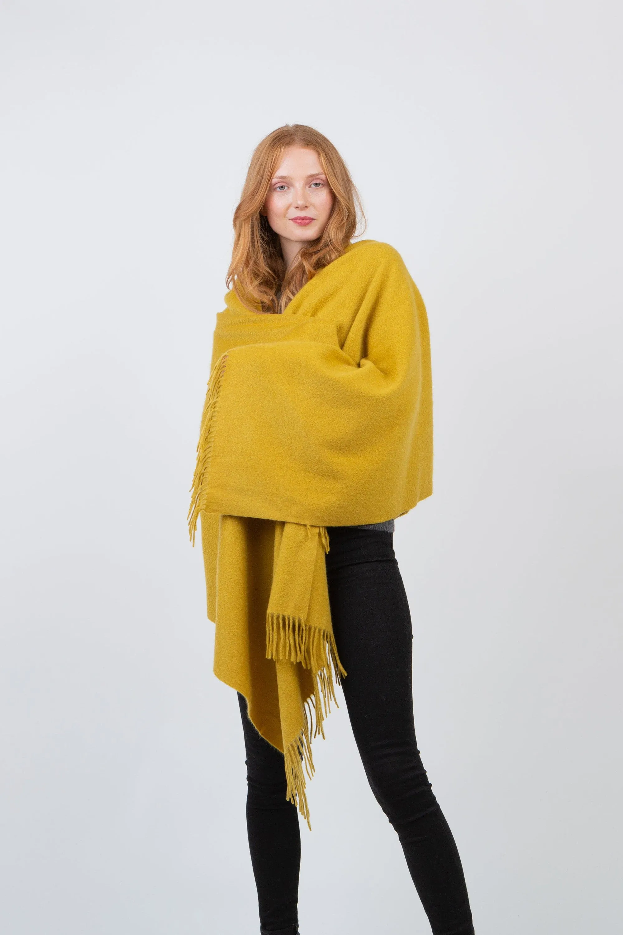 Solid Cashmere Stole - Sulphur Green