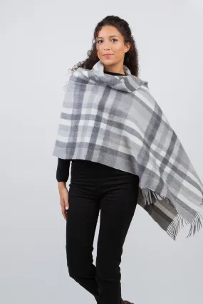 Stepping Check Cashmere Stole - Monochrome