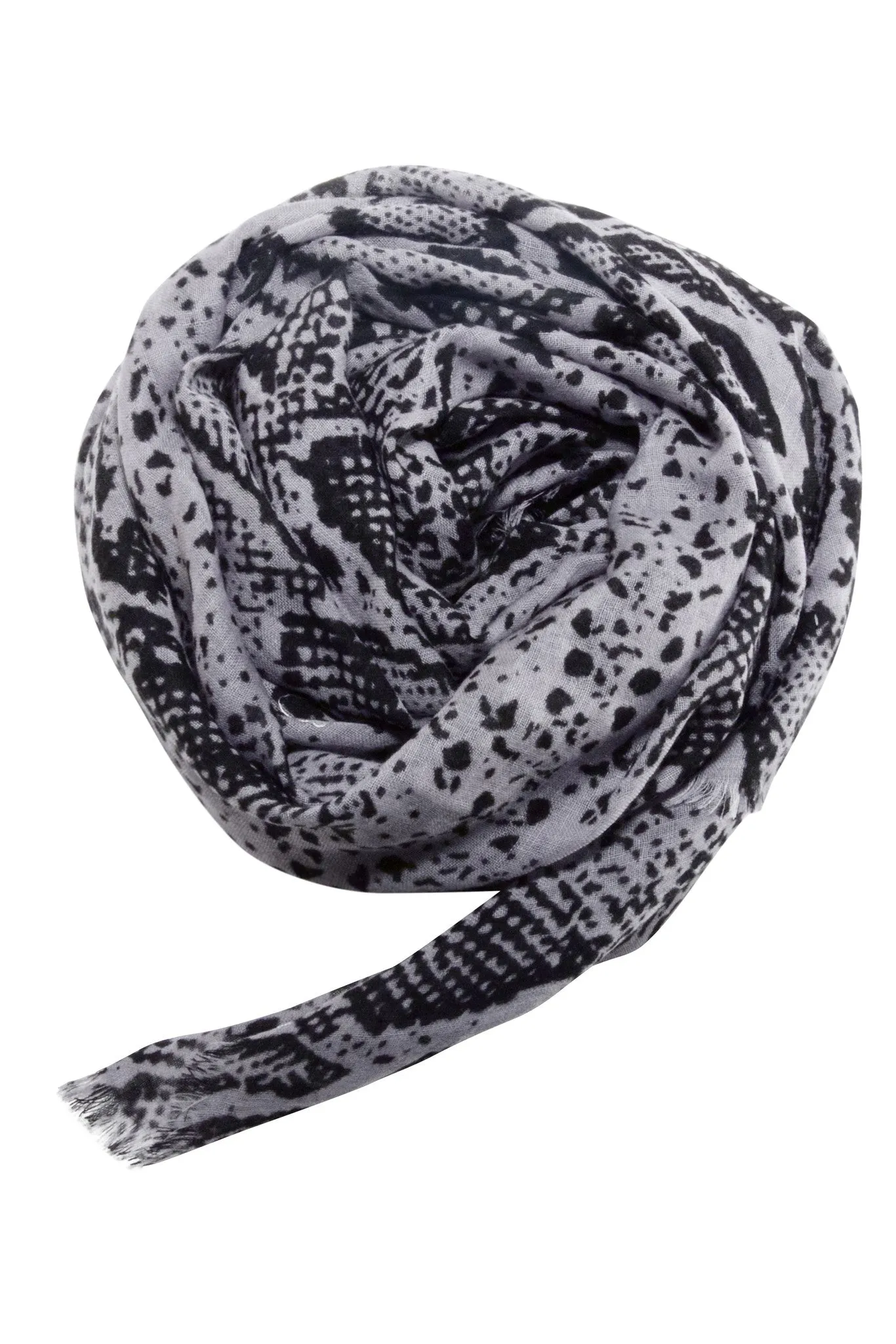 Stylish snake print scarf in black and grey