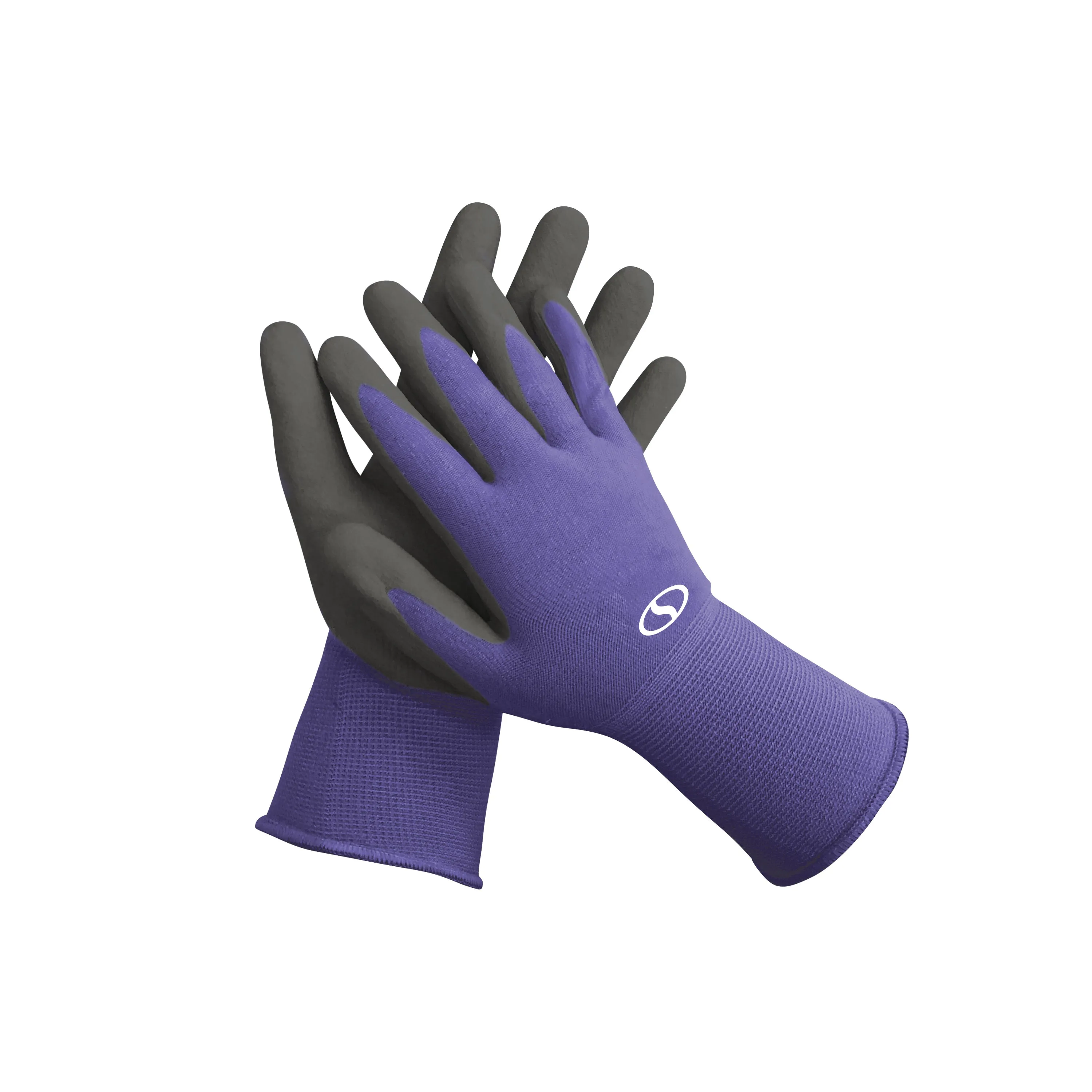 Sun Joe GGNP-S3-PRP Reusable Nitrile-Palm Gloves | Tactile | Washable | One Size Fits Most | Set of 3 (Purple)