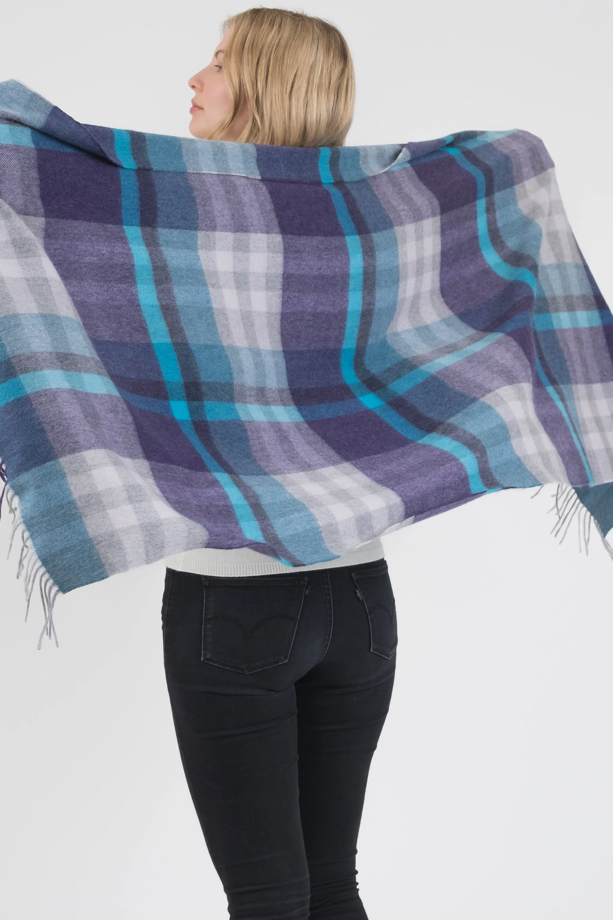 Tartan 2 Cashmere Stole - Blue