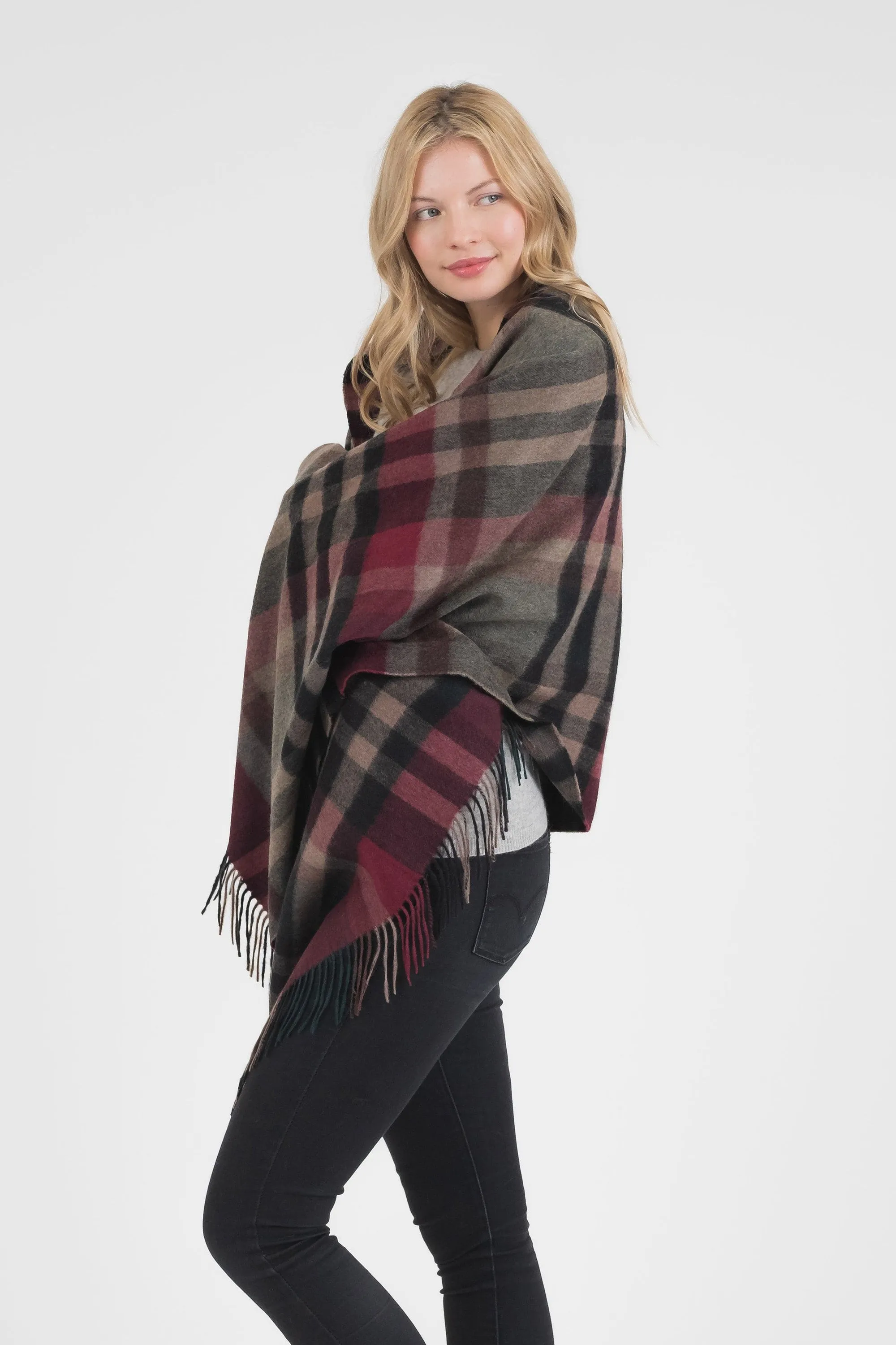 Tartan 2 Cashmere Stole - Burgundy Rust