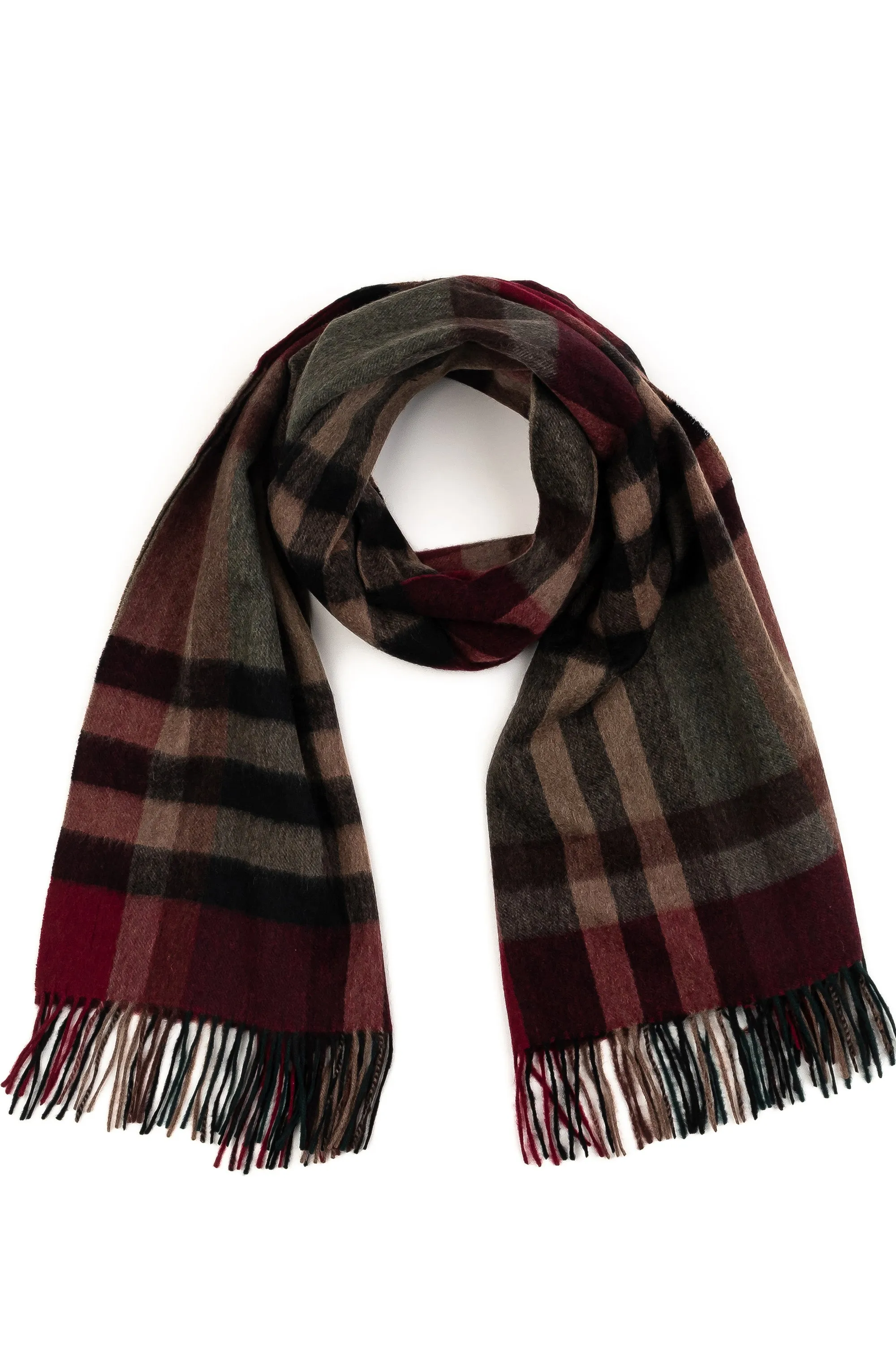 Tartan 2 Cashmere Stole - Burgundy Rust