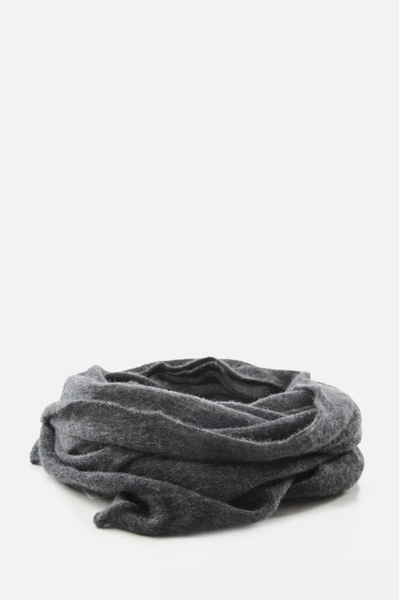 Thick Dark Grey Melange Knit Cashmere Tube Scarf