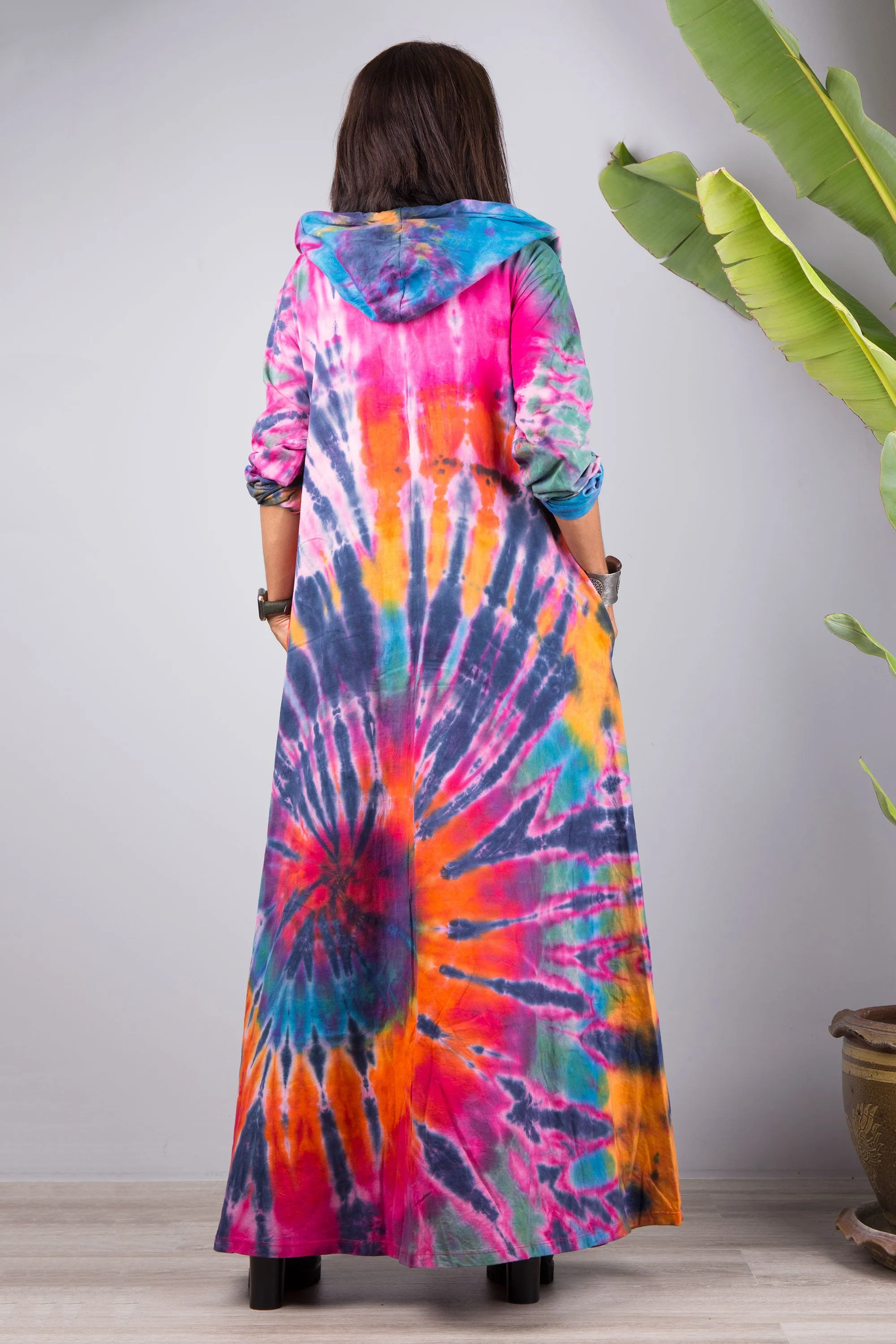 Tie dye hoodie dress