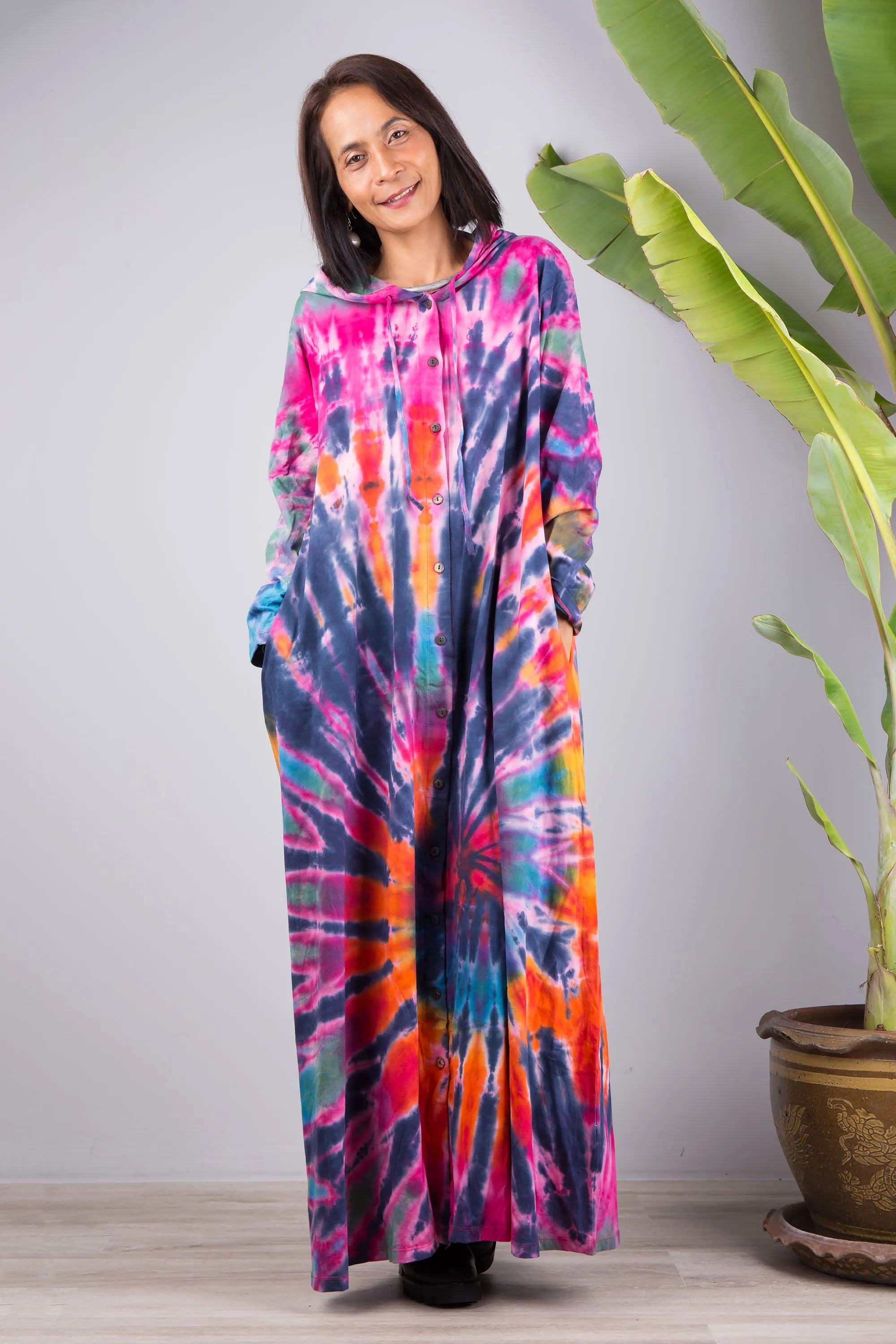 Tie dye hoodie dress