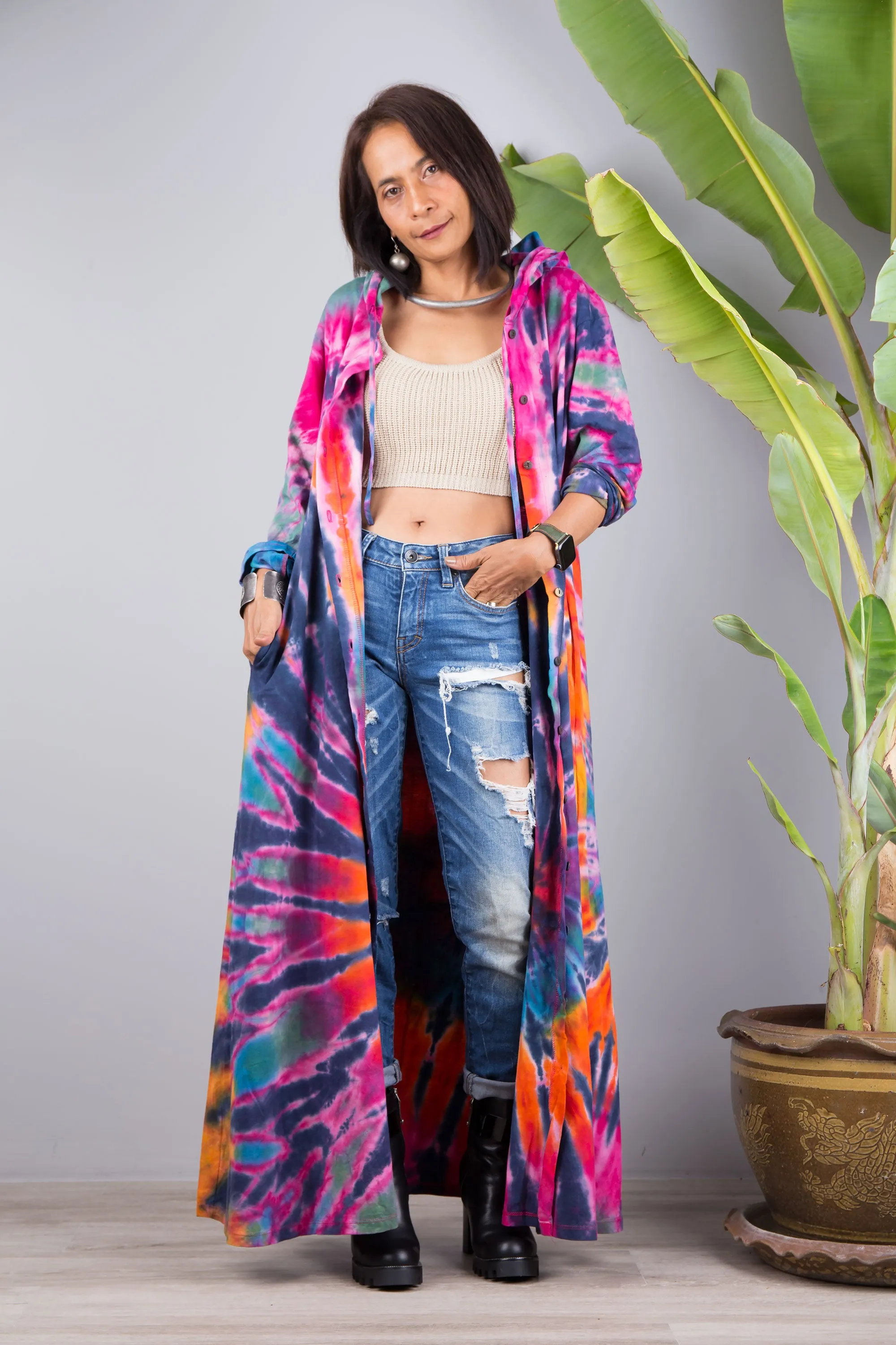 Tie dye hoodie dress