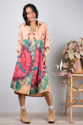 Tie dye summer shirt dress